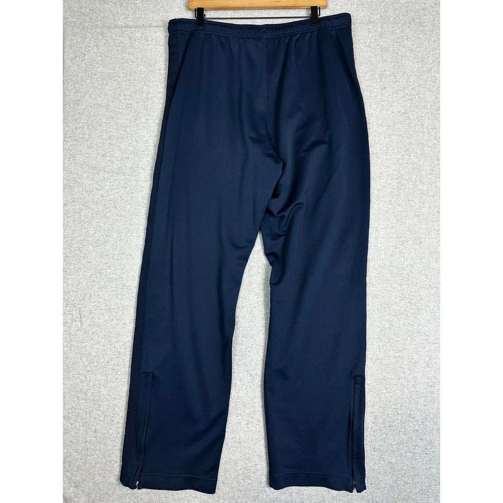 Vintage Y2K Nike Team Warm Up Track Pant XL Navy Leg Stripe Ankle Zip Drawstring